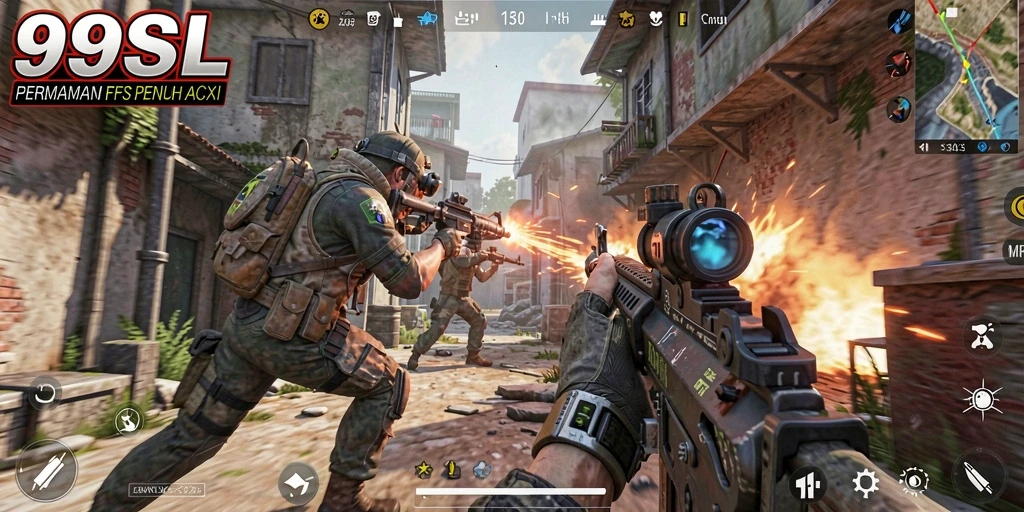 Tangkapan layar gameplay <strong>99SL</strong> menunjukkan aksi tembak-menembak yang seru.