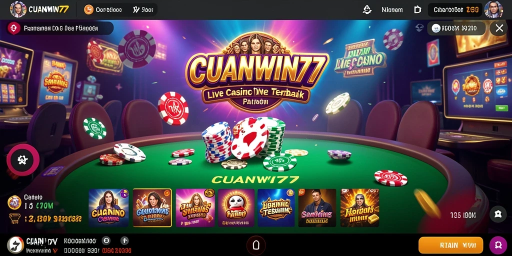 Screenshot gameplay CUANWIN77 yang menampilkan dealer profesional dan suasana live casino.