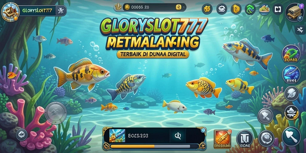 Gameplay seru GLORYSLOT777 saat menangkap ikan bawah laut.