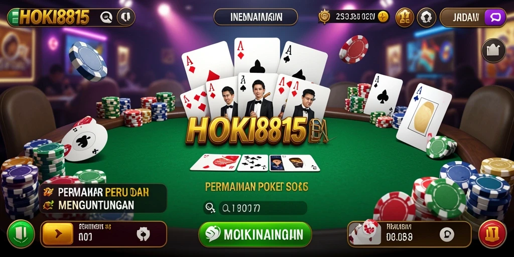 Screenshot gameplay HOKI8815 menampilkan momen seru permainan poker.