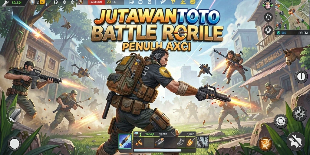 Tampilan seru gameplay JUTAWANTOTO dalam pertarungan Battle Royale.