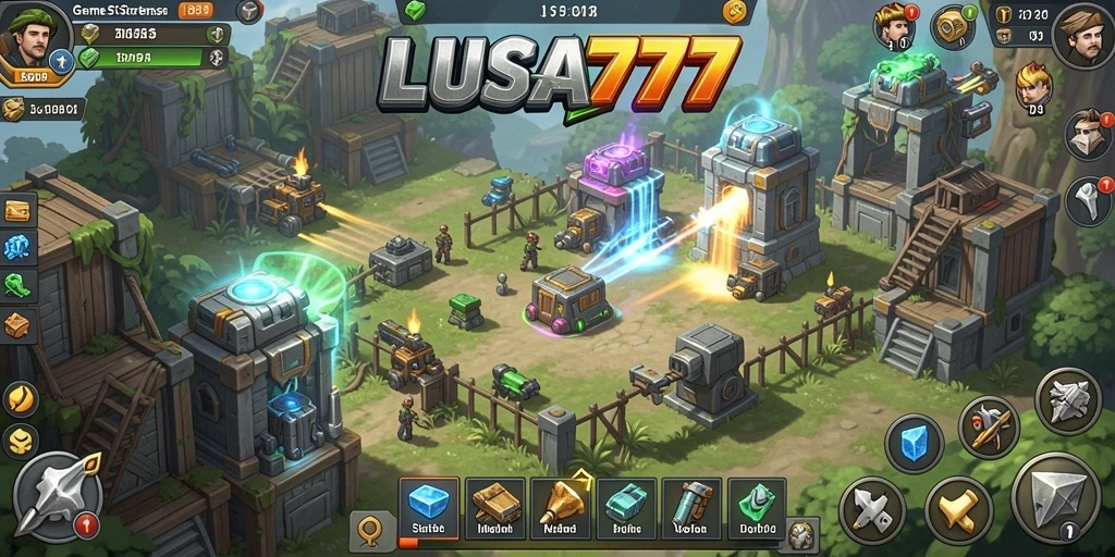 Tampilan gameplay seru di LUSA777 dengan strategi Tower Defense.