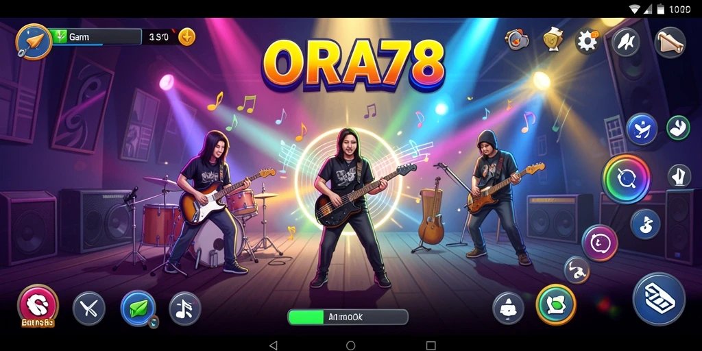 Tangkapan layar gameplay ORA78 menonjolkan interaksi musik yang menarik.