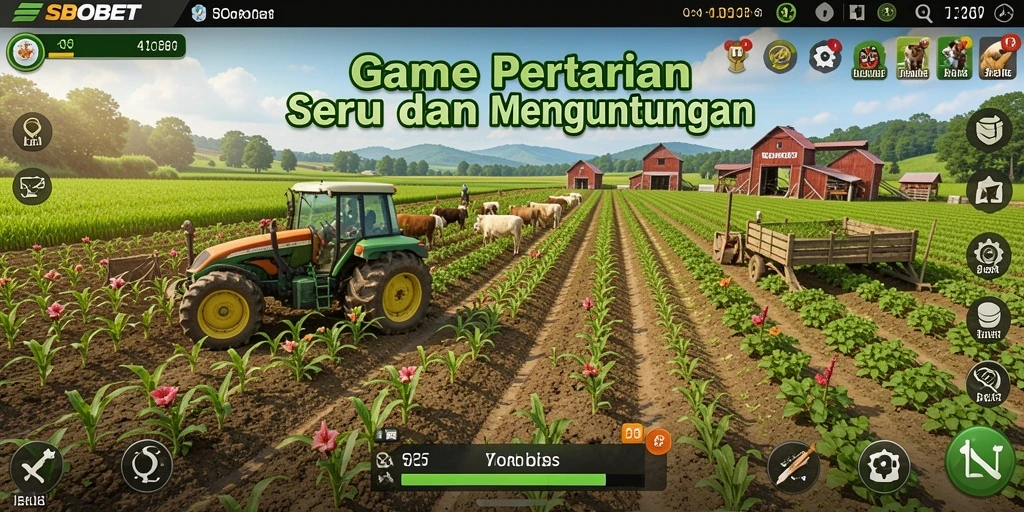 Screenshot SBOBET menampilkan aktivitas bertani yang menyenangkan.