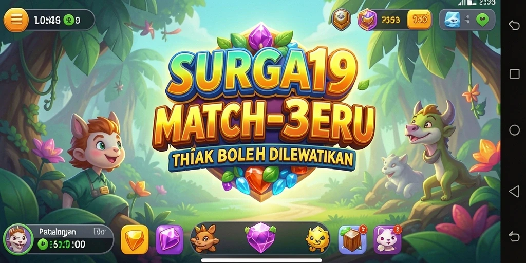 Tampilan gameplay seru di SURGA19 dengan elemen Match-3.