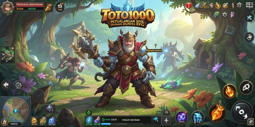 Screenshot gameplay TOTO1000 yang menampilkan pertempuran seru dan karakter unik.