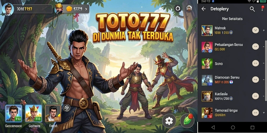 Screenshot utama TOTO777 menampilkan karakter berpetualang di dunia penuh tantangan.