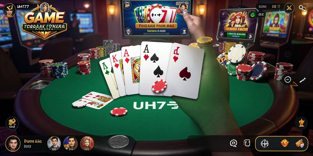 Gameplay UH77 yang seru dan kompetitif dalam permainan Poker.