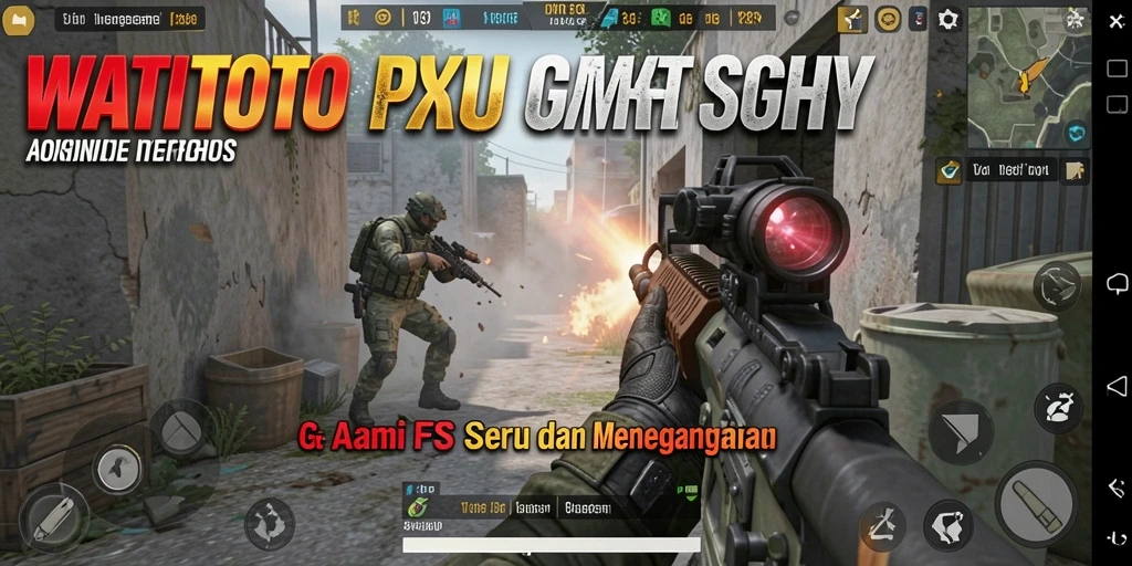 Screenshot gameplay WATITOTO menampilkan aksi seru dalam pertempuran FPS.